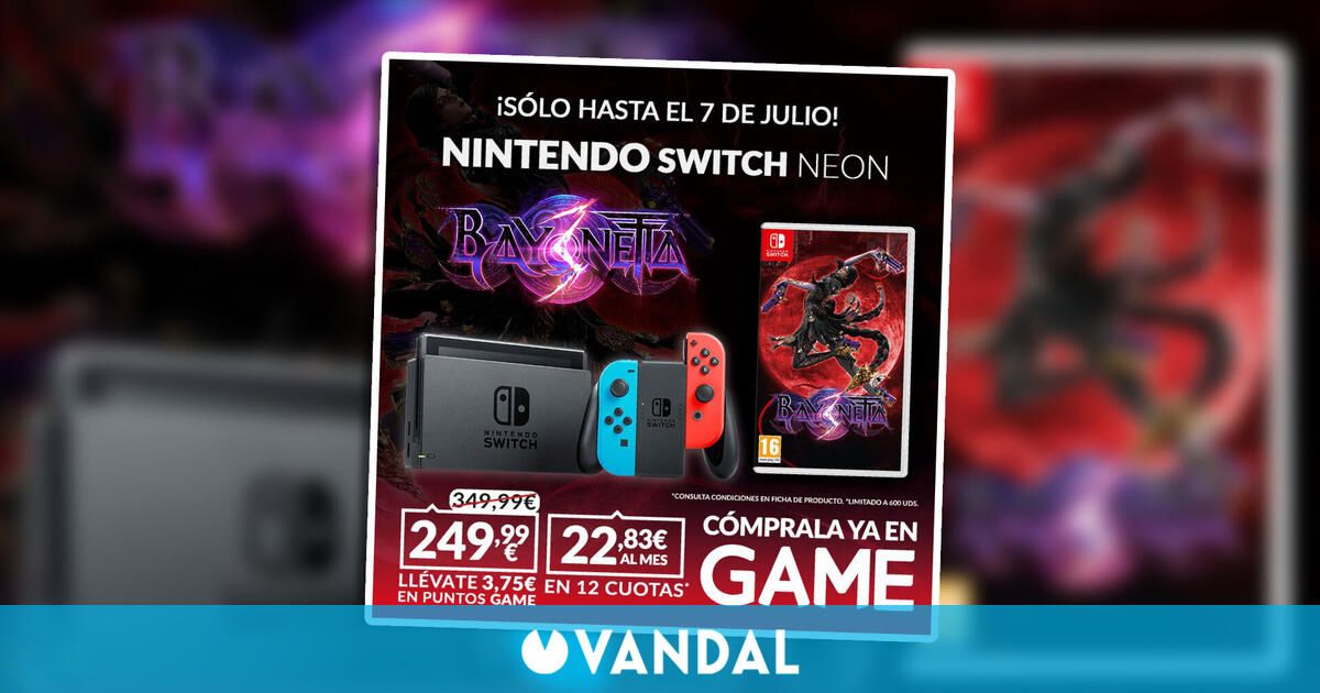 Consigue tu Nintendo Switch con Bayonetta 3 por unos irresistibles 249,99 euros sólo en GAME por tiempo limitado