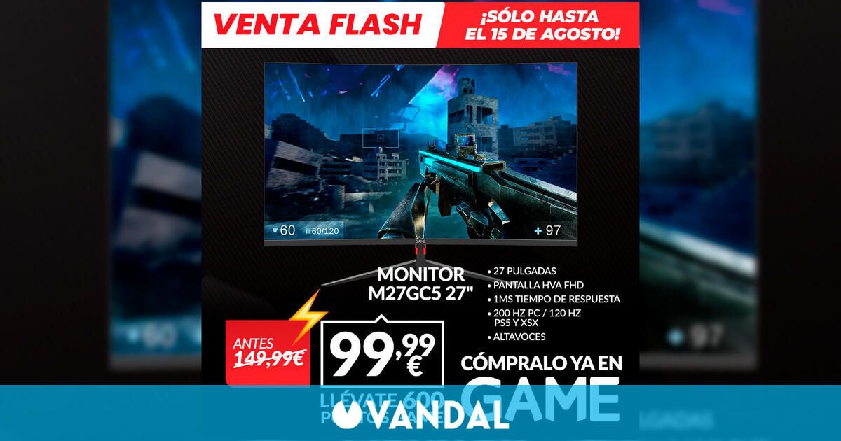 Consigue el monitor gaming GAME M27GC5 DE 27" para PC o consolas por sólo 99,99 euros de oferta en GAME