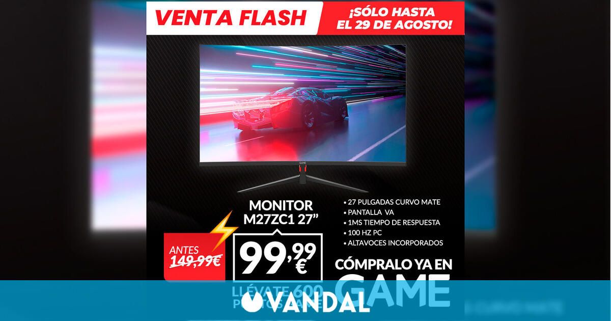 Consigue el monitor GAME M27ZC1 27” con la Venta Flash GAME por sólo 99,99 euros