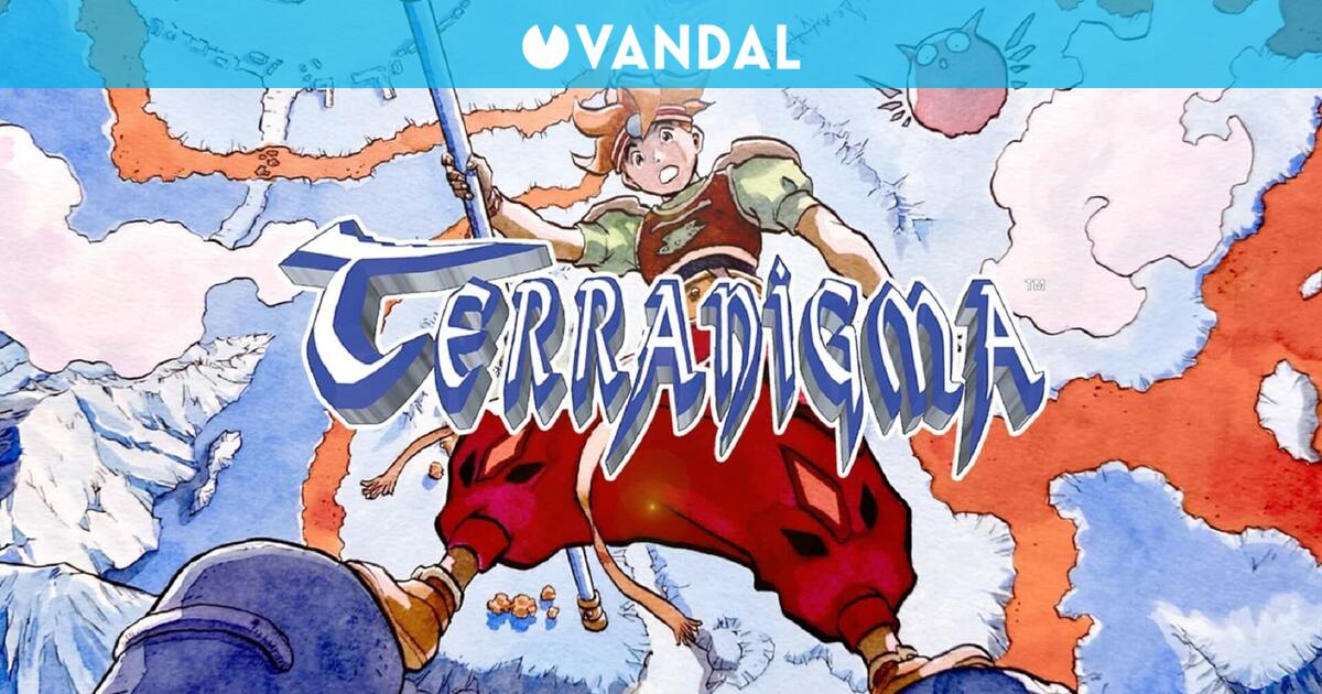 Terranigma title screen and main character Ark fighting enemies