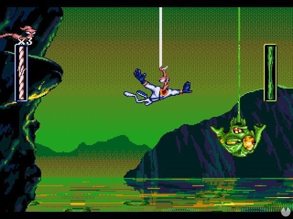 Duelo, en pleno salto de puenting, contra un moco gigante. 