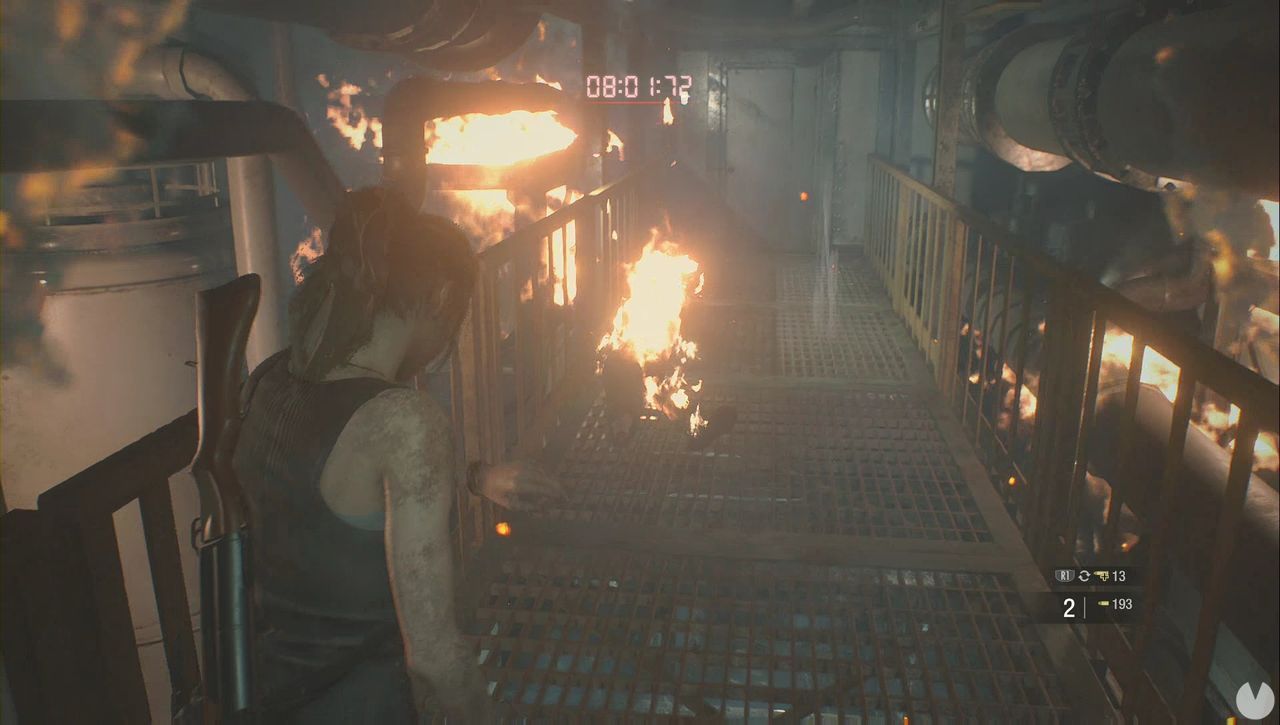 Resident Evil 2 Remake - Investigate the Laboratory: burning zombie