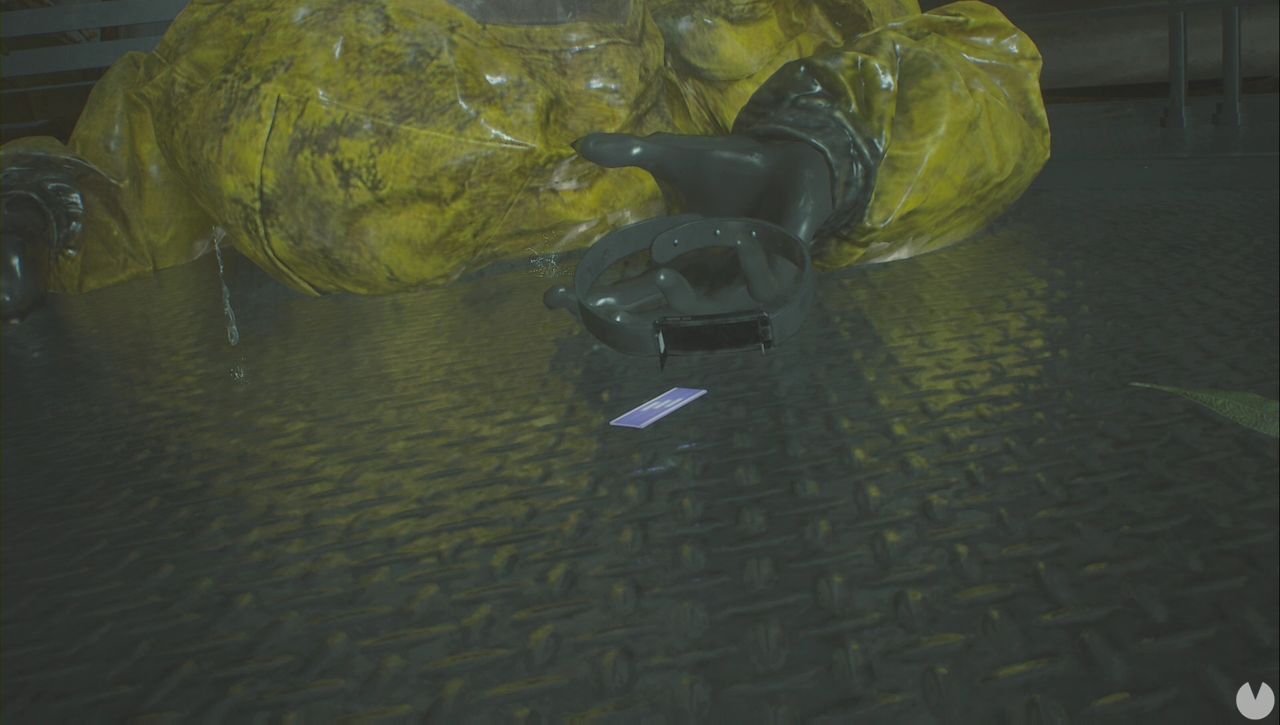 Resident Evil 2 Remake - Investigate the Laboratory: the corpse falls from the plant