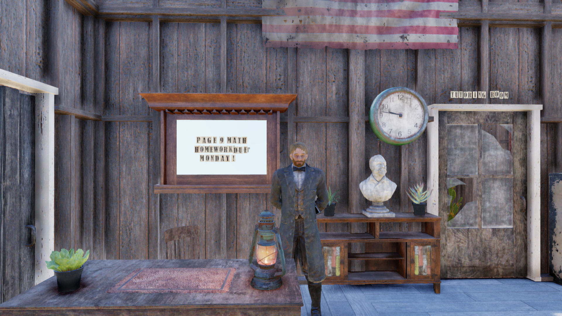 A user creates a school-trap with a riddle mathematician in Fallout 76