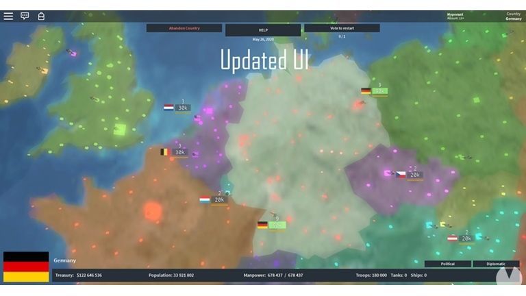 Screenshot of Rise of Nations on Roblox.