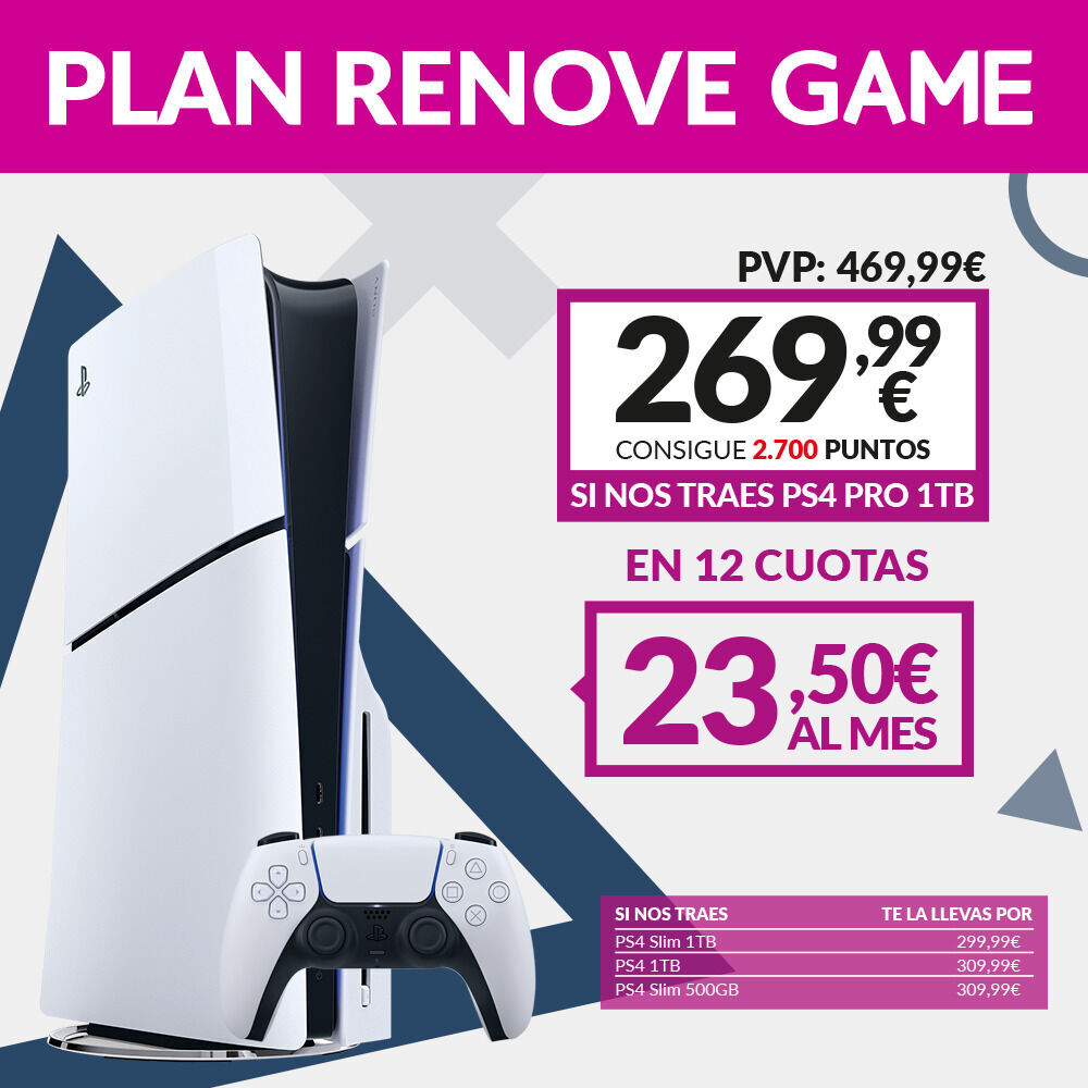 Consigue tu PS5 Slim por 469,99  en GAME, o 269,99  con el Plan Renove, sólo por tiempo limitado