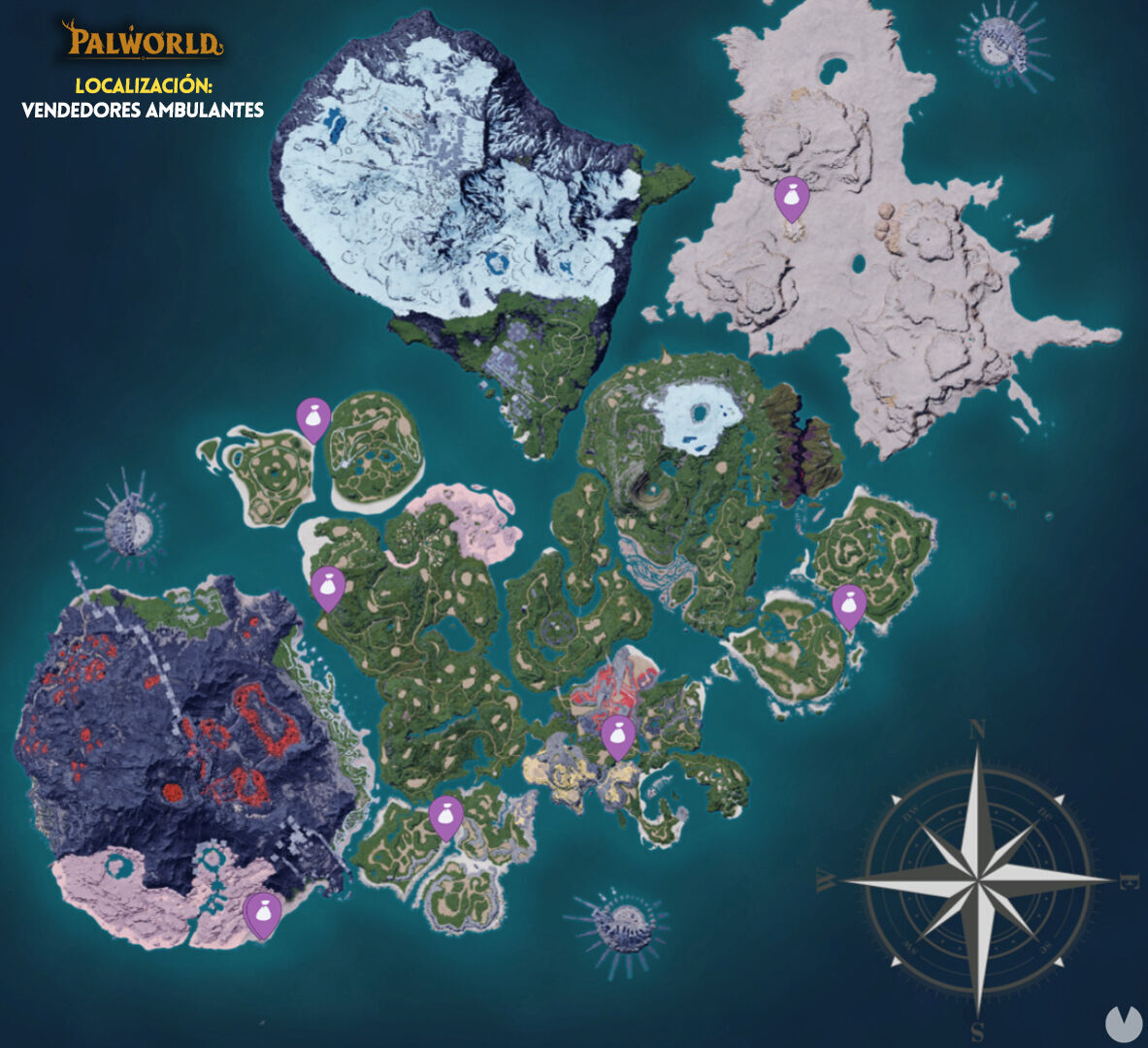 Palworld - Map locations of Wandering Merchants