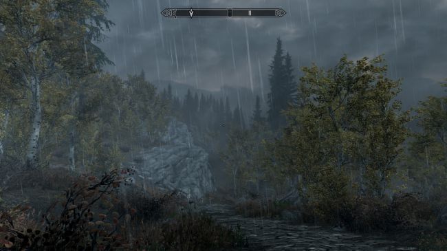 This mod for The Elder Scrolls V: Skyrim adds rain realistic to the game