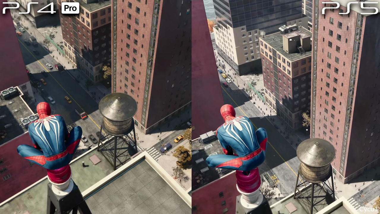 Comparan Spider-Man: Remastered en PS5 con el original funcionando en PS4 Pro