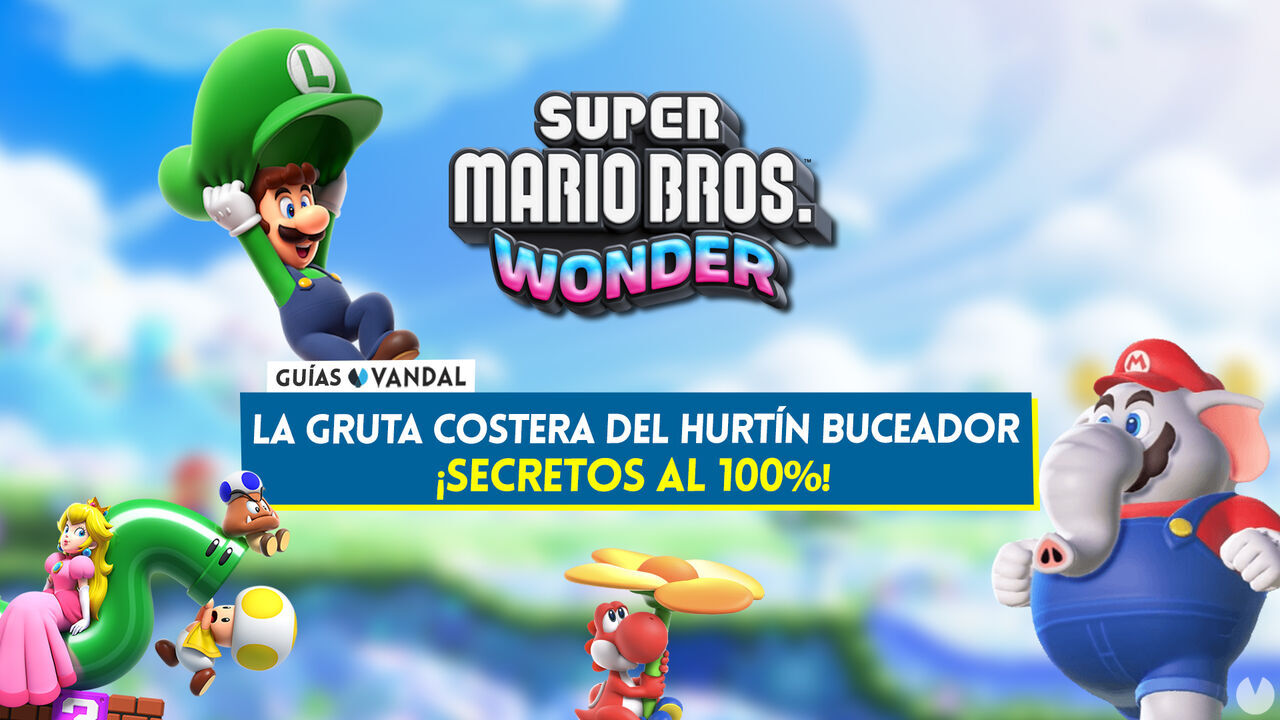 La gruta costera del Hurtn buceador al 100% en Super Mario Bros. Wonder: Todos los secretos y coleccionables - Super Mario Bros. Wonder