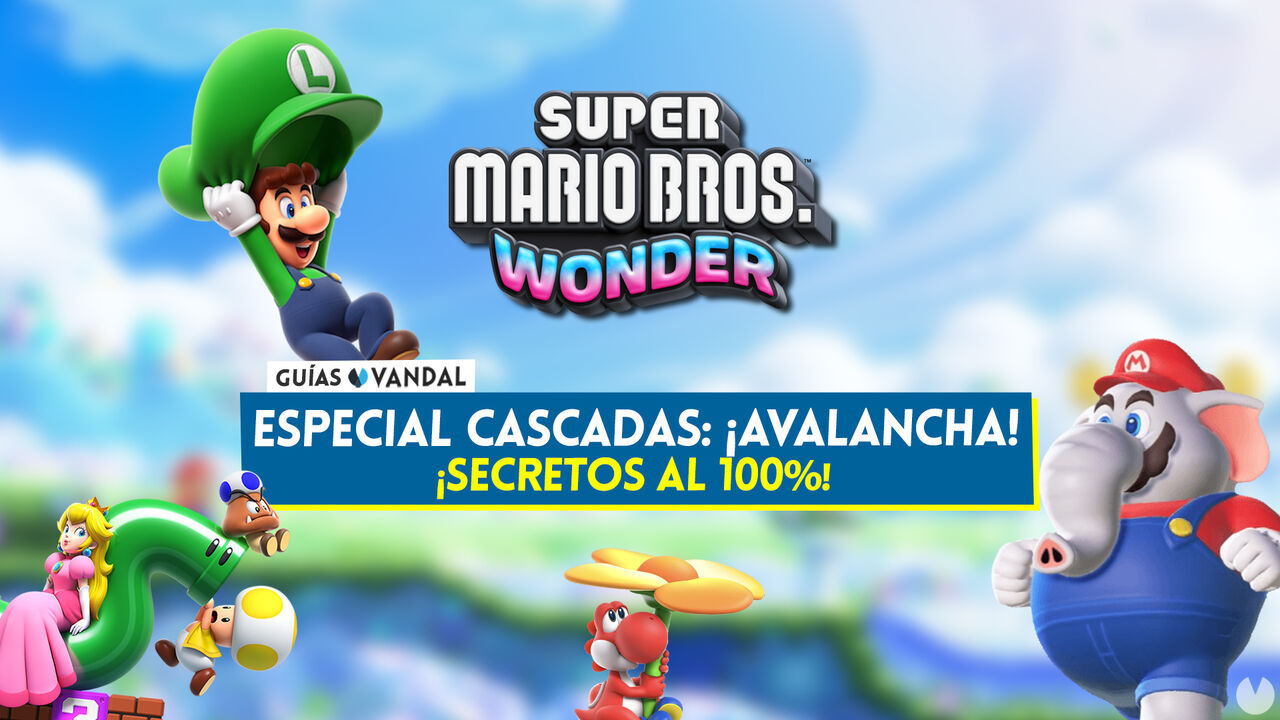 Especial Cascadas: Avalancha! al 100% en Super Mario Bros. Wonder: Todos los secretos y coleccionables - Super Mario Bros. Wonder