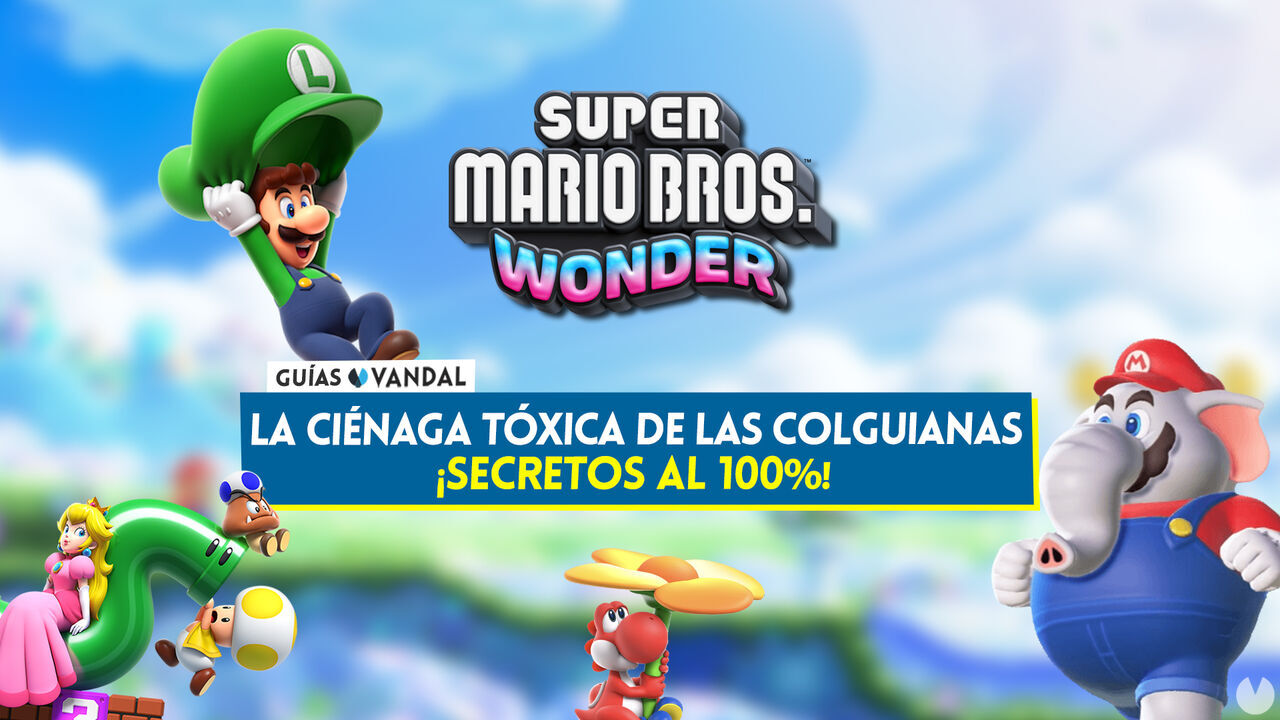La cinaga txica de las Colguianas al 100% en Super Mario Bros. Wonder: Todos los secretos y coleccionables - Super Mario Bros. Wonder