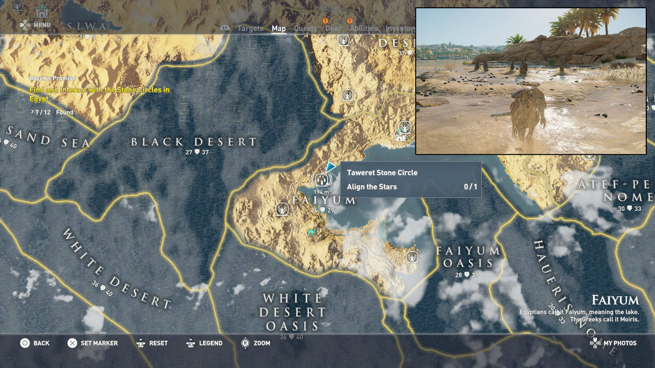 Promesa De Bayek Y Círculos De Piedras En Assassins Creed Origins