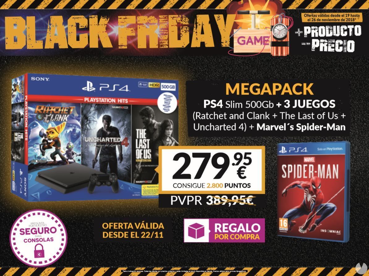 Black Friday 2018: GAME presenta su pack exclusivo de PS4 más 3 juegos
