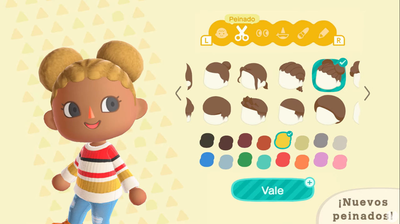 Uno de los nuevos peinados de la nueva actualización de Animal Crossing: New Horizons.
