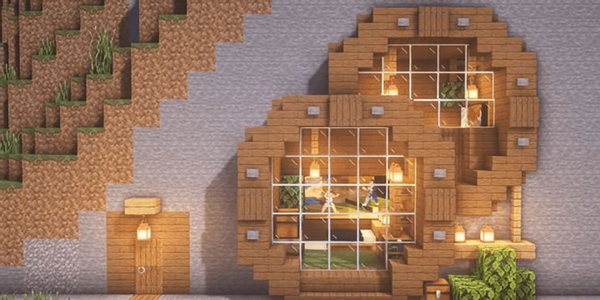 Minecraft - Best houses for beginners - House inside a mountain