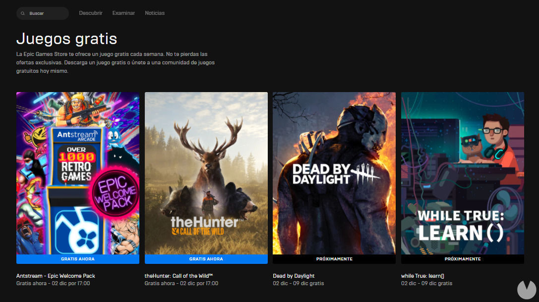 Nuevos juegos gratis en Epic Games Store.