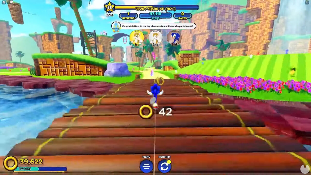 Screenshot of Sonic Speed Simulator on Roblox.