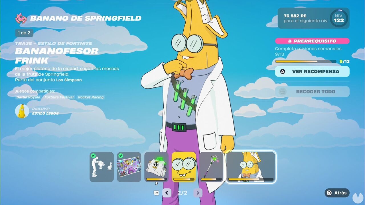 Fornite Battle Royale - Página de desbloqueo del skin secreto del Bananofesor Frink