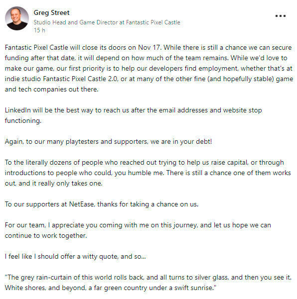 NetEase Games cierra el estudio Fantastic Pixel Castle