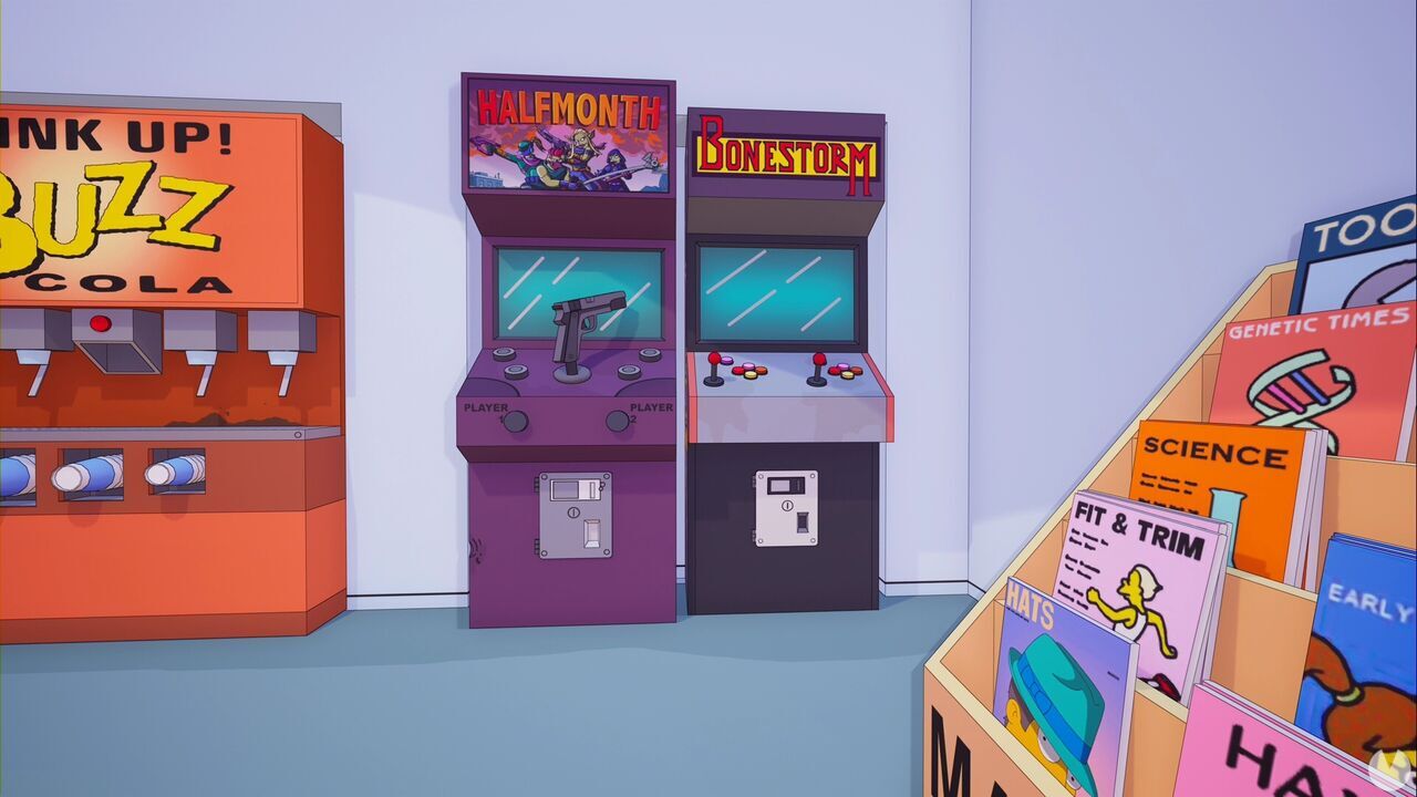 Los mejores easter eggs de Los Simpson en Fortnite - Recreativas de Halfmonth y Bonestorm II en el Badulaque