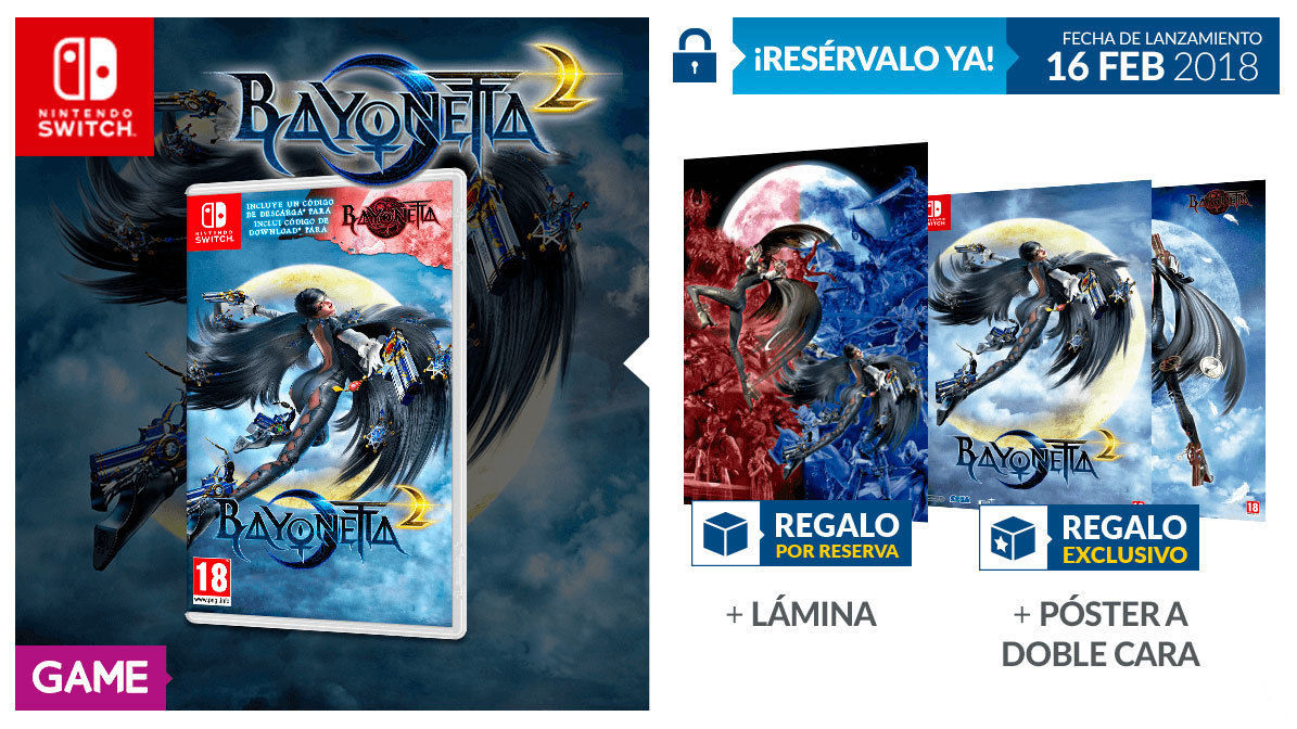 GAME detalla sus incentivos por reserva para Bayonetta 2 en Switch
