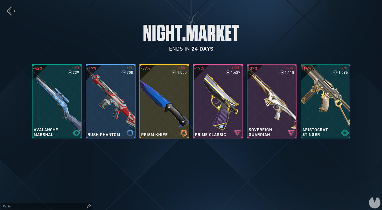 Mercado Nocturno de Valorant Cómo funciona y rebajas de skins