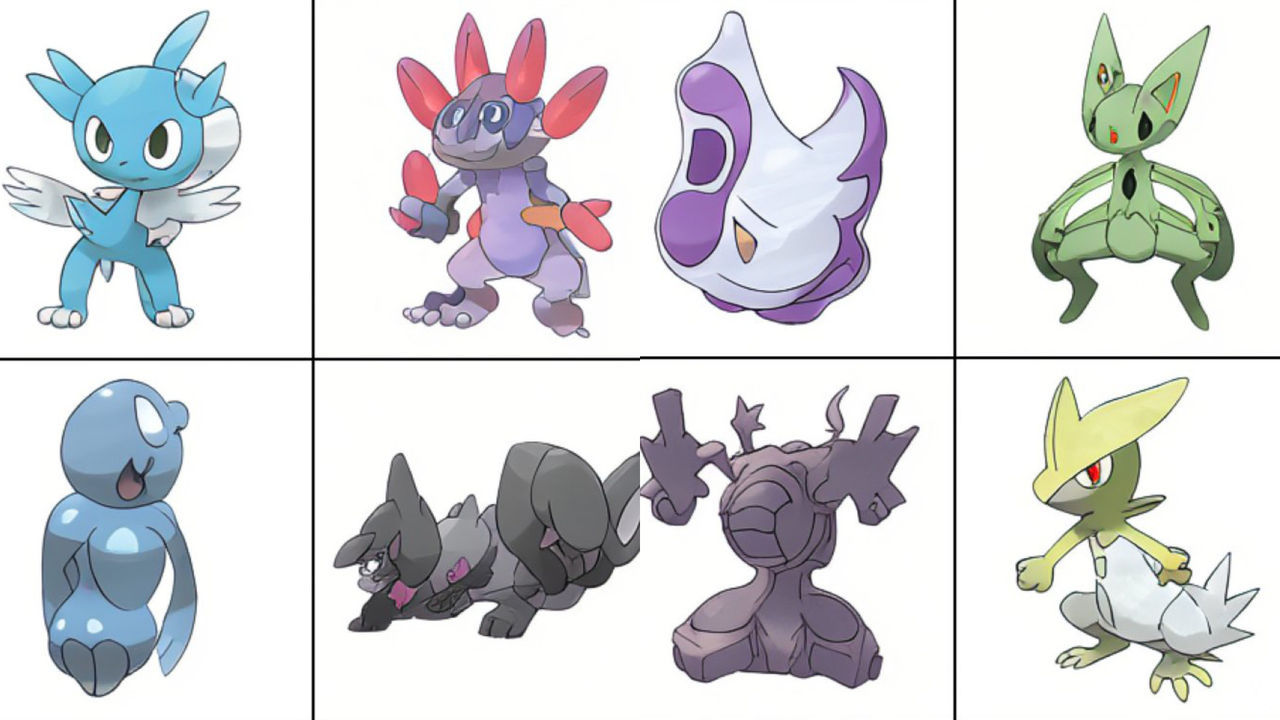 Um grupo de personagens pokemon está em um fundo azul generativo ai