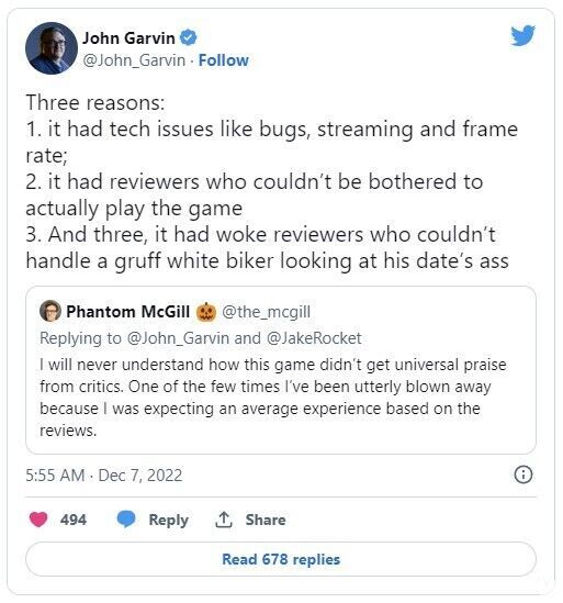 John Garvin critica a los analistas de Days Gone en Twitter
