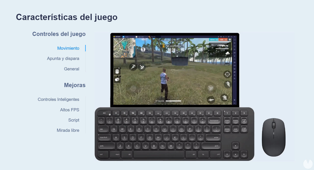 Free Fire - Keyboard and mouse controls on PC