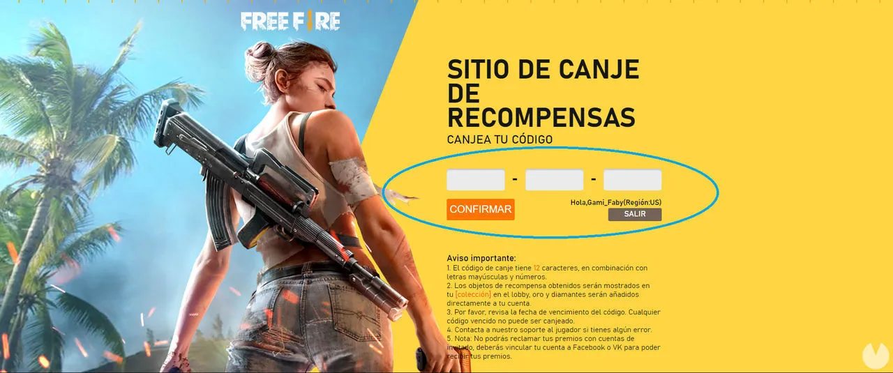 Free Fire códigos de recompensas