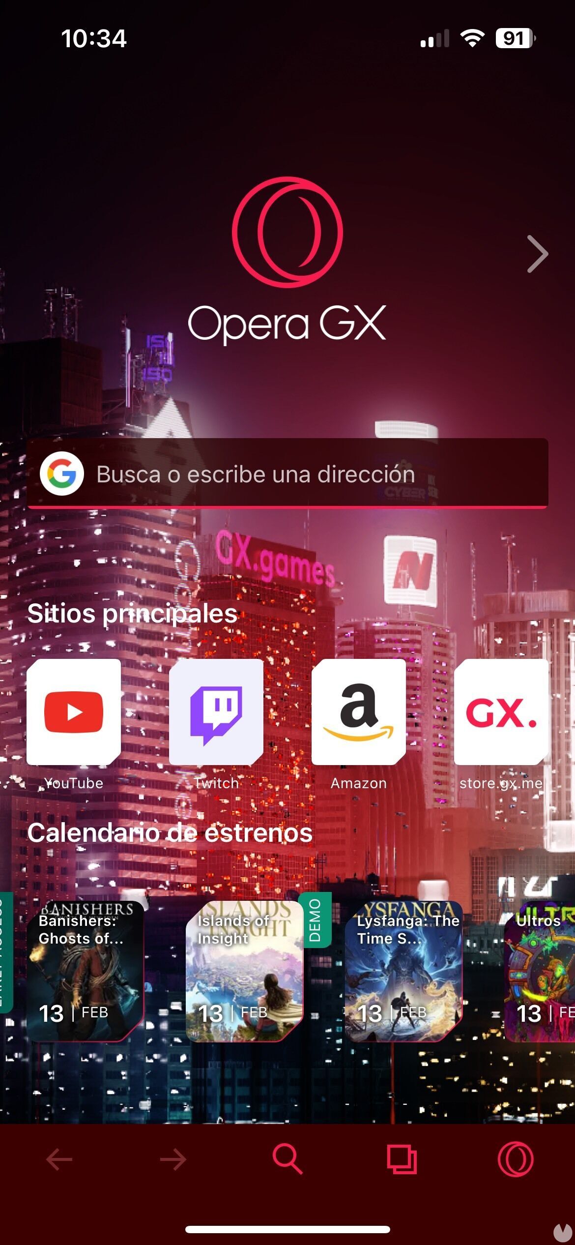 Opera GX, el navegador para jugadores que aumenta sus funciones gracias a los mods. Noticias en tiempo real