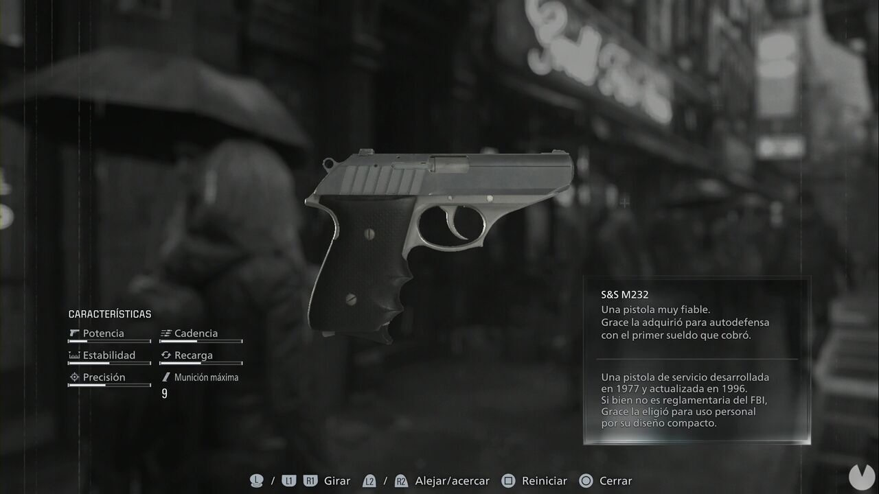 Resident Evil Requiem - Weapons: Grace's S&S M232 in the inventory inspection menu