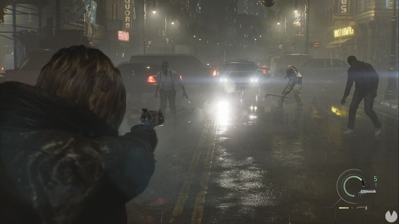 Resident Evil Requiem - Wrenwood Streets, three enemies grouped together on the road through Wrenwood