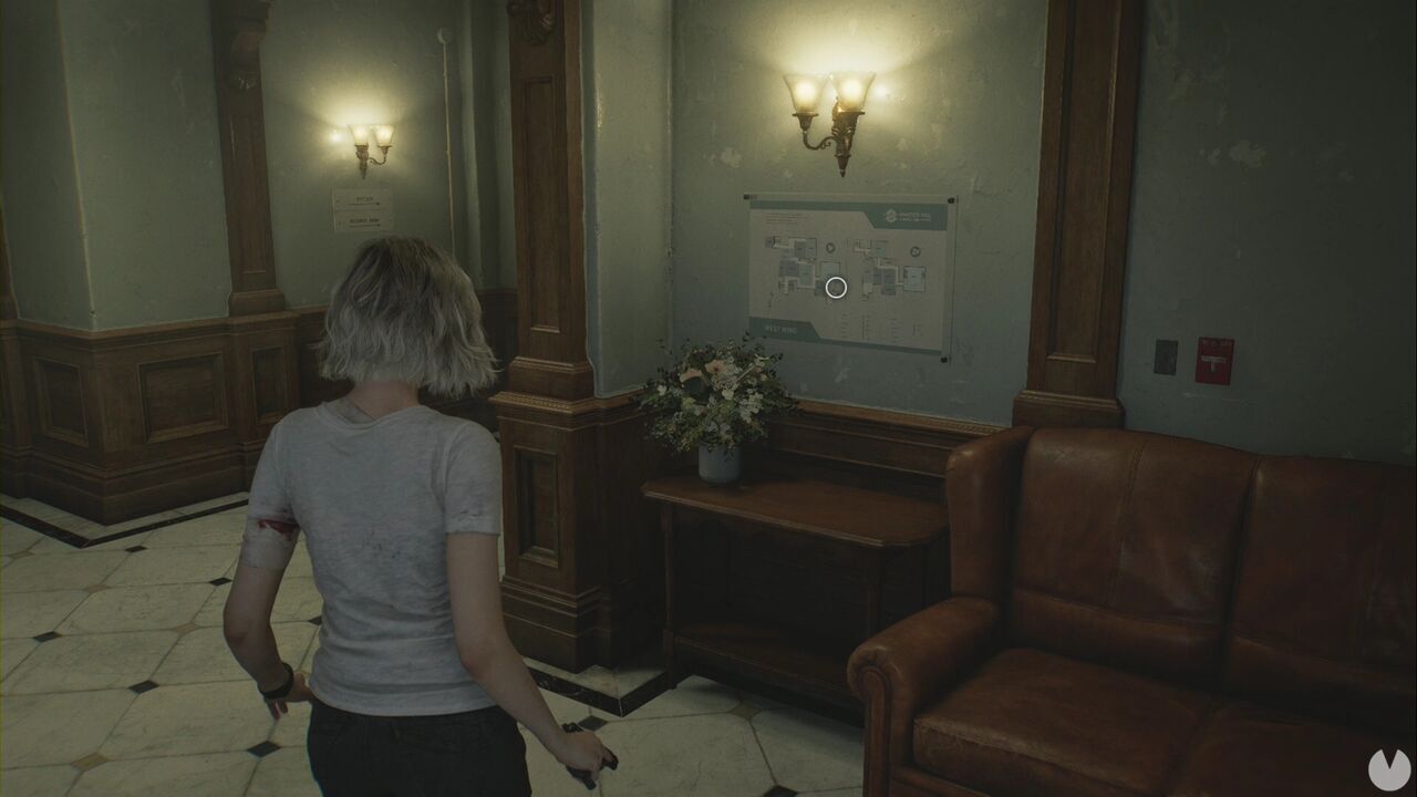 Resident Evil Requiem - Patient Center (III), West Wing Map on the first floor of the Patient Center, immediately after climbing the stairs