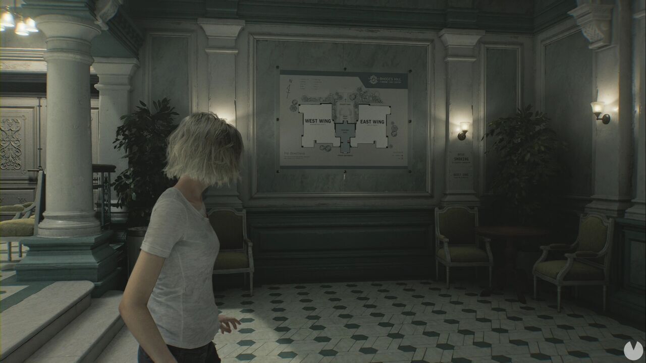 Resident Evil Requiem - Patient Center (III), location of the Patient Center map on the southeastern wall of the Central Hall