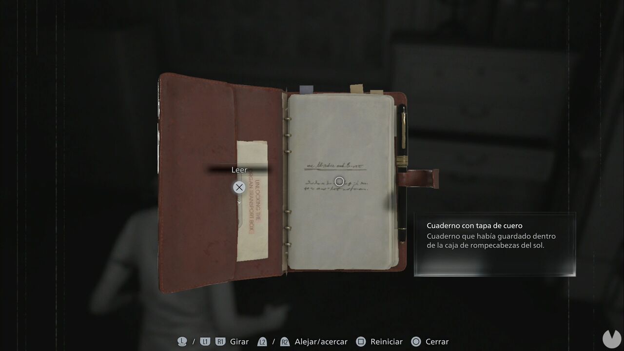 Resident Evil Requiem - Patient Center (III), Leather-Bound Notebook examined from the inventory