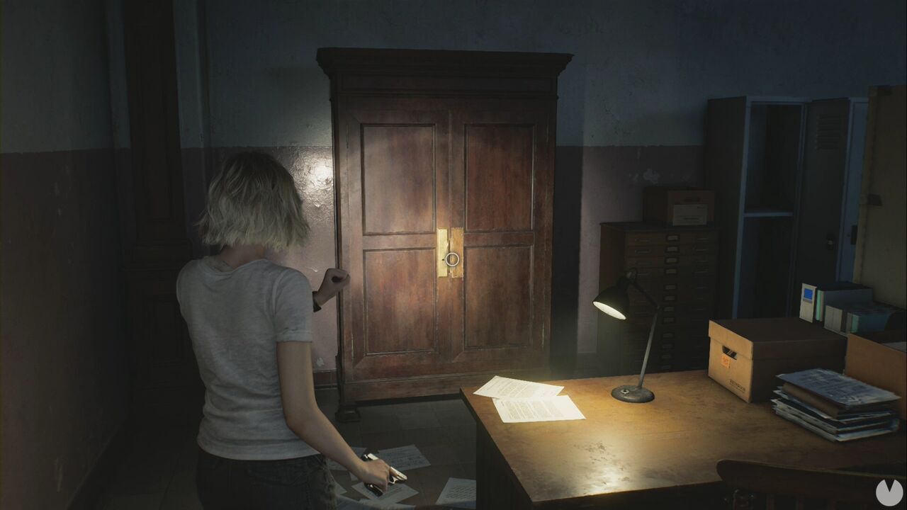 Resident Evil Requiem - Patient Center (III), cabinet in the Records Room containing an audible Mr. Raccoon