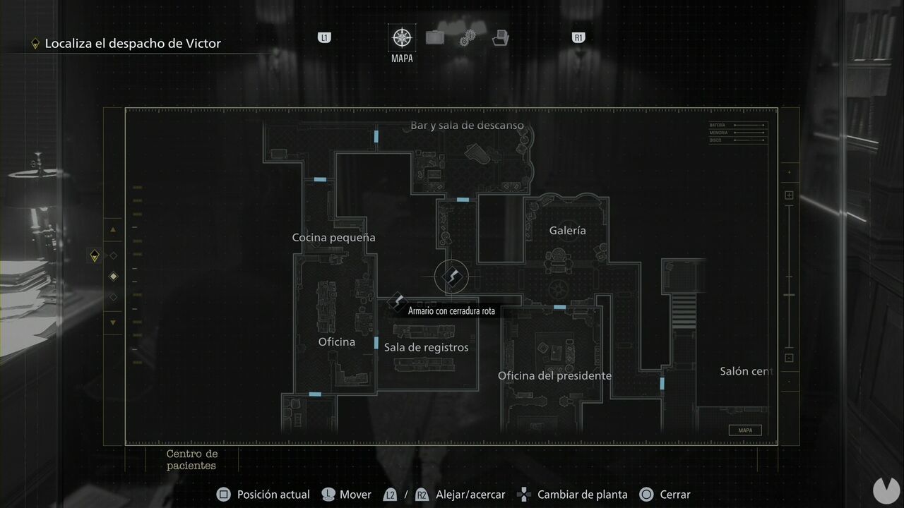 Resident Evil Requiem - Cabinets with broken locks in the Patient Center, location of the Gallery cabinet in the northwestern section of the first floor