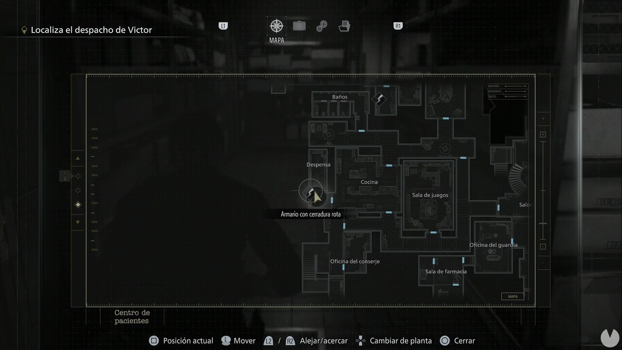 Resident Evil Requiem - Cabinets with broken locks in the Patient Center, location of the Pantry cabinet in the southwestern section of the ground floor