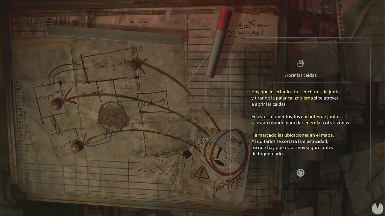Resident Evil Requiem - Patient Center (V), instructions for opening the cells in the tunnels