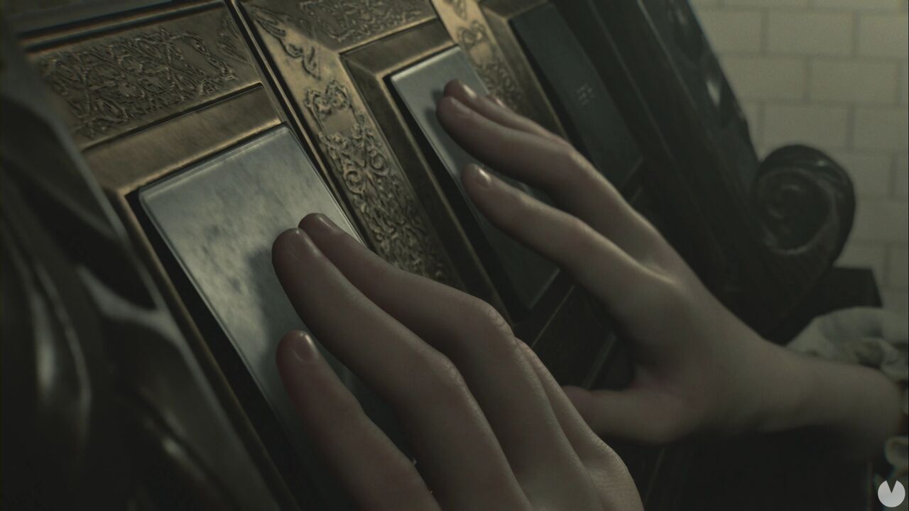 Resident Evil Requiem - Patient Center (III), Emily handles the Puzzle Box bearing Braille inscriptions