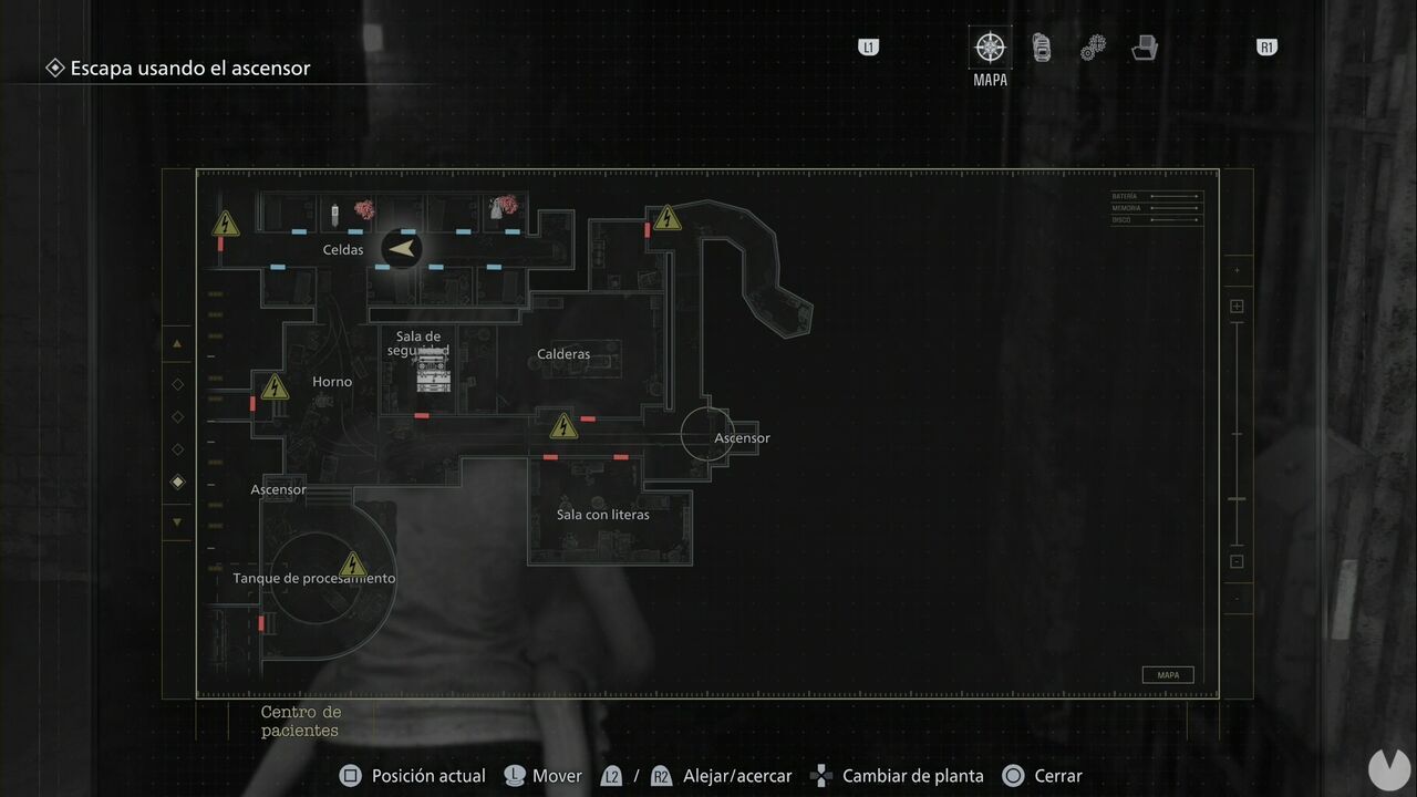 Resident Evil Requiem - Patient Center (V), location of the elevator in the southeastern corner of the basement