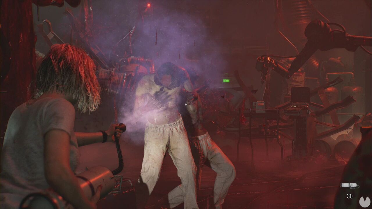 Resident Evil Requiem - Patient Center (V), Grace uses the waste canisters to eliminate the zombies