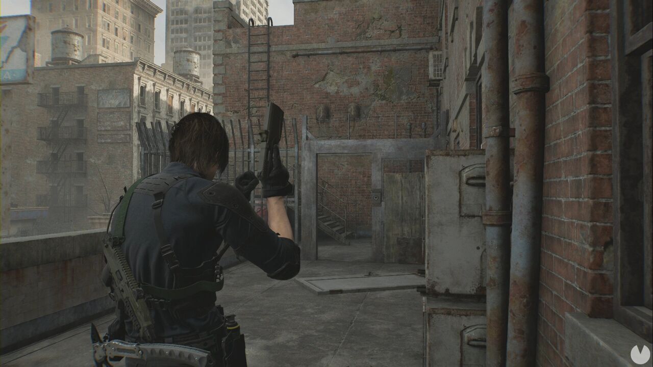 Resident Evil Requiem - East Raccoon City, locked door with a crank mechanism on the Cedarbrook Apartments balcony