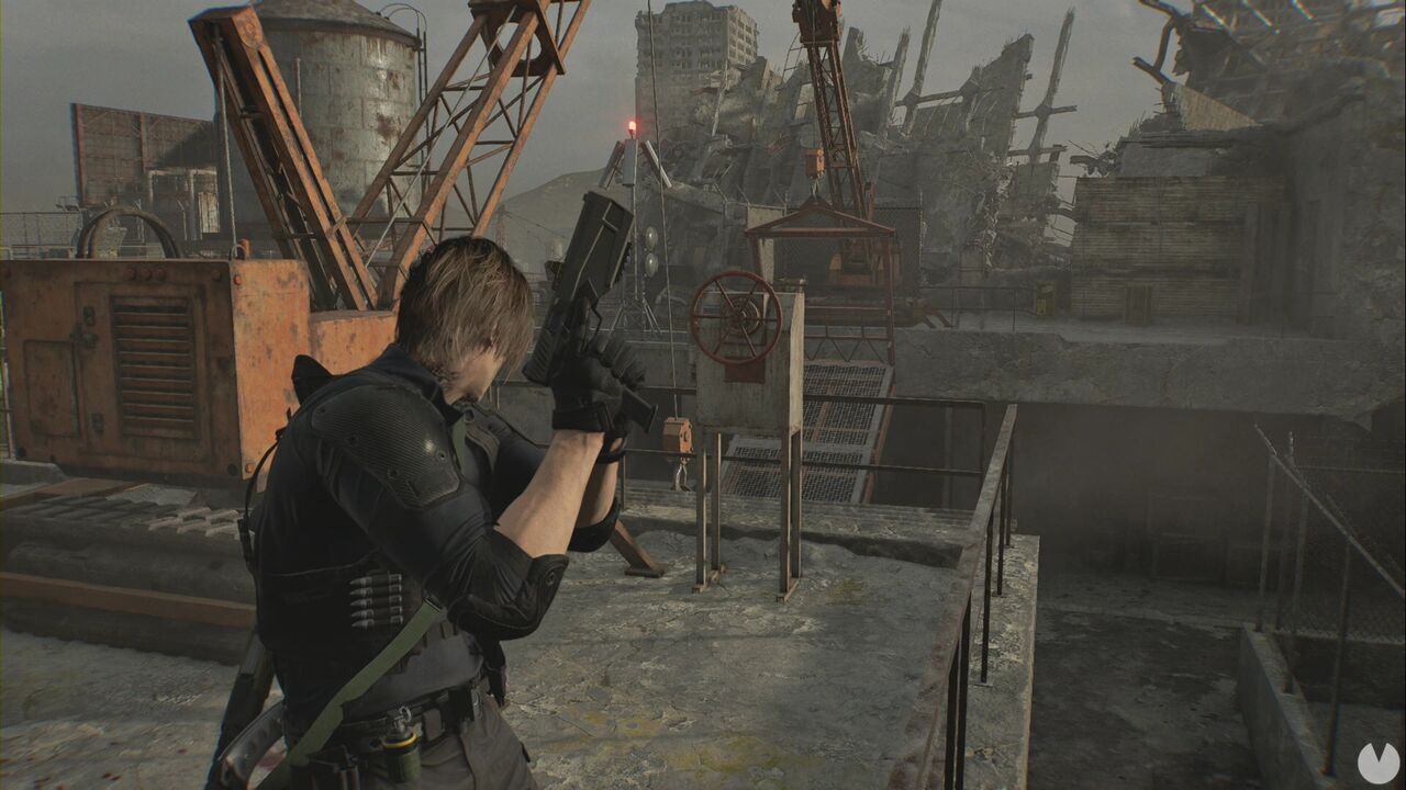 Resident Evil Requiem - East Raccoon City, crank that lowers one side of the suspended platform on the roof of the Grimstone Building