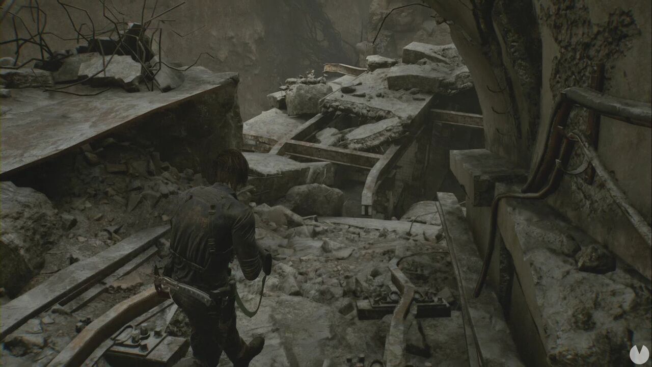 Resident Evil Requiem - The Abyss, Leon proceeds towards another descent into the subway tunnel
