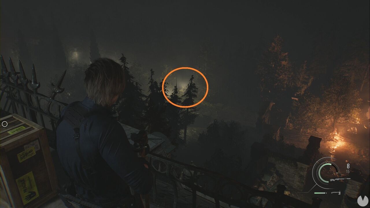 Resident Evil Requiem - Patient Center (VI), Mr. Raccoon at the base of a lamppost in the westernmost section of Leon's shooting area