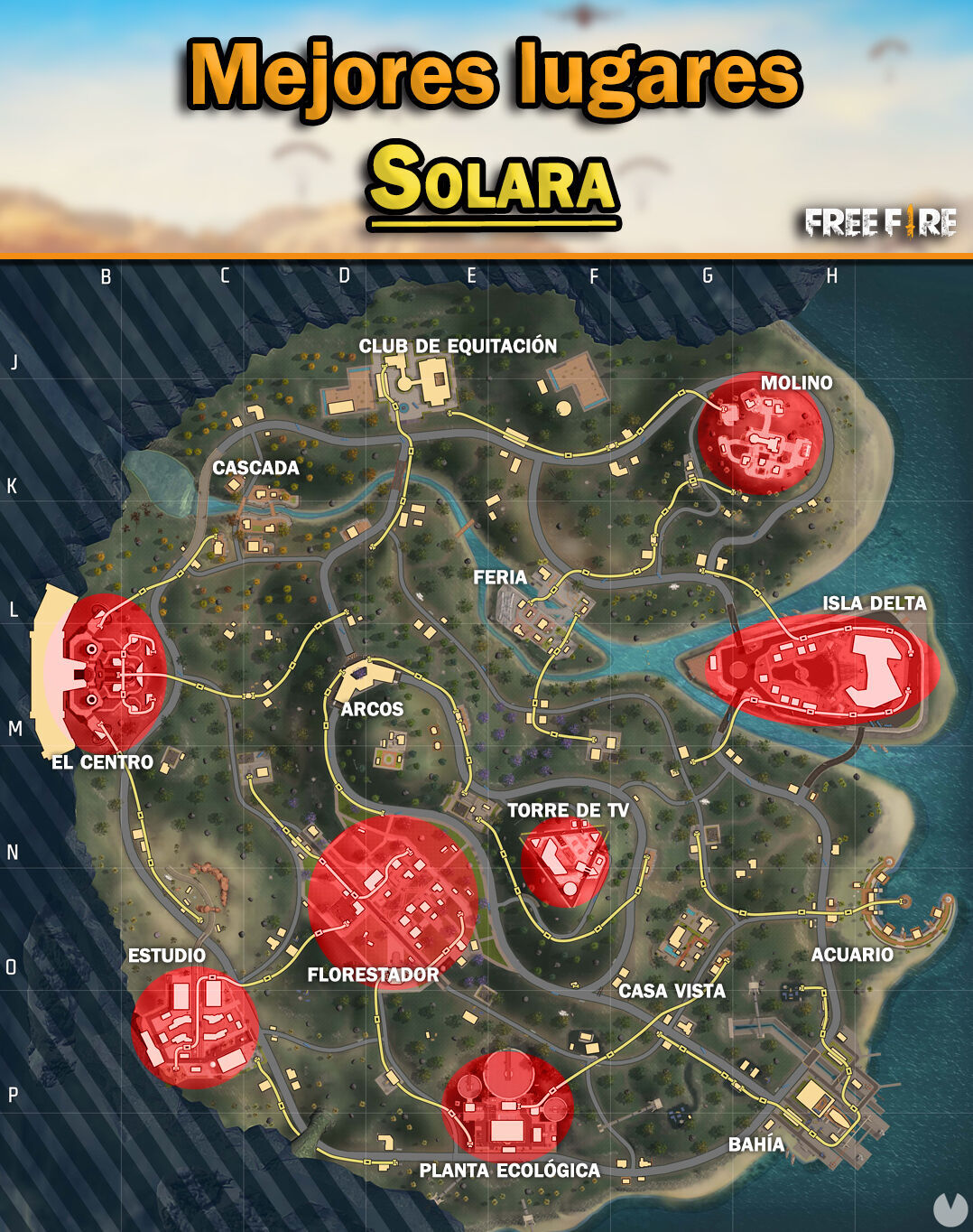 Free Fire - Best locations on the Solara map