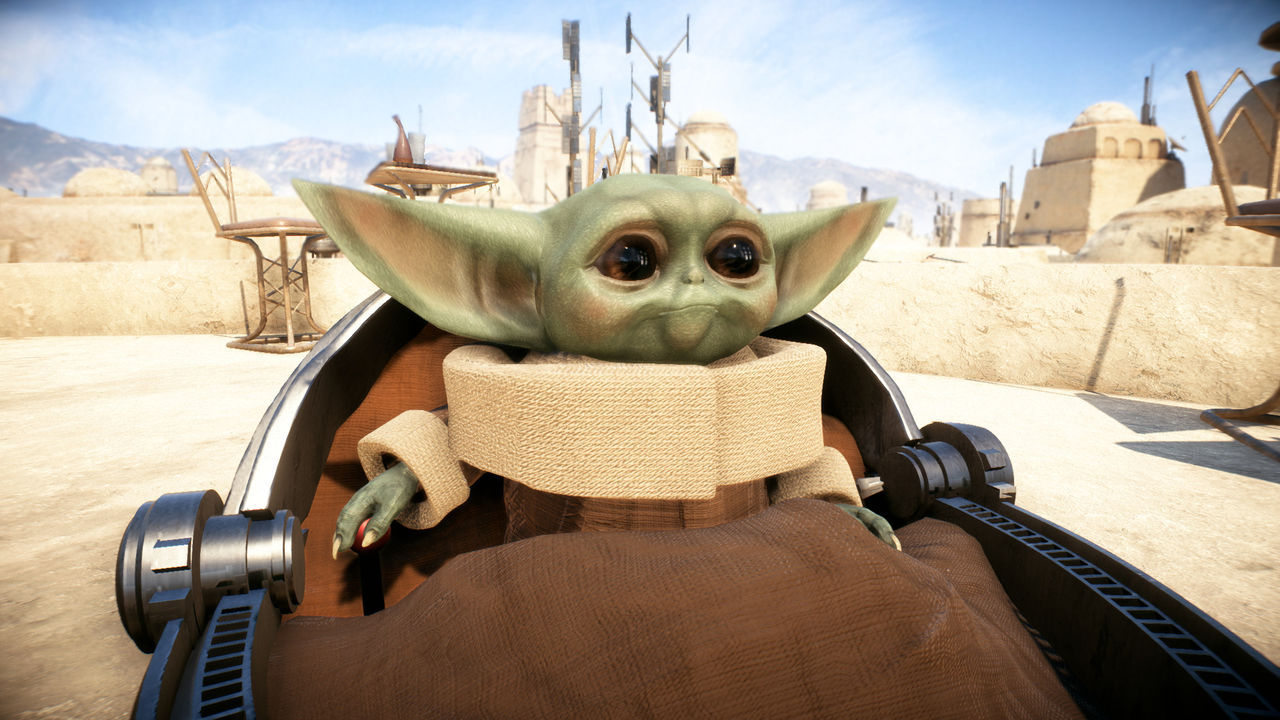 Baby Yoda binds to the template Star Wars Battlefront 2 through a mod